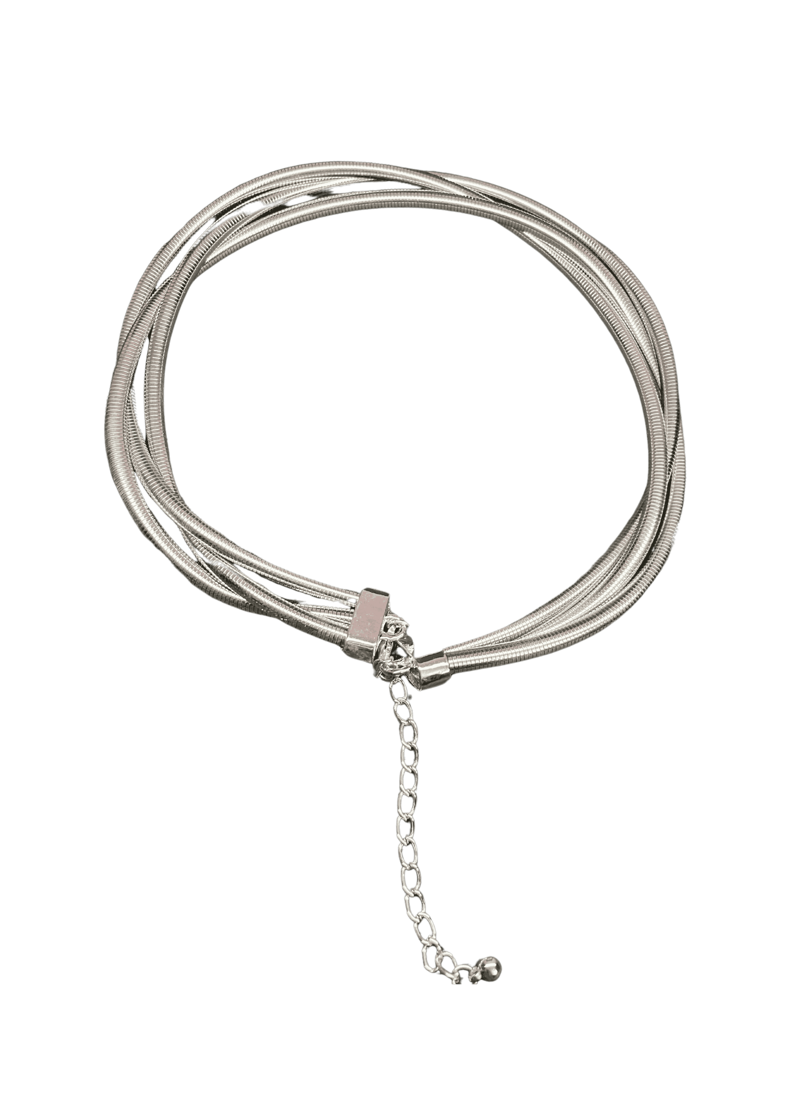 Multi layer Silver toned Snake Chain Necklace